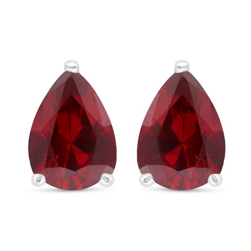 [EAR01RUB00000C688] Sterling Silver 925 Earring Rhodium Plated Embedded With Ruby Corundum 