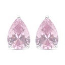 Sterling Silver 925 Earring Rhodium Plated Embedded With Pink Zircon 