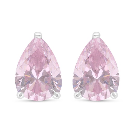 [EAR01PIK00000C688] Sterling Silver 925 Earring Rhodium Plated Embedded With Pink Zircon 