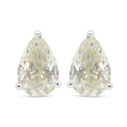 [EAR01CIT00000C689] Sterling Silver 925 Earring Rhodium Plated Embedded With Yellow Diamond 