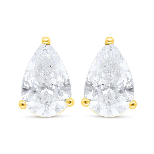 [EAR02CIT00000C689] Sterling Silver 925 Earring Golden Plated Embedded With Yellow Diamond 