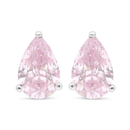 [EAR01PIK00000C689] Sterling Silver 925 Earring Rhodium Plated Embedded With Pink Zircon And 