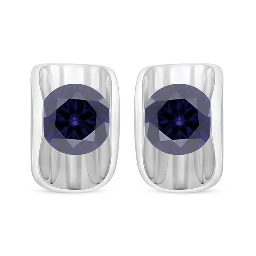 [EAR01SAP00000C691] Sterling Silver 925 Earring Rhodium Plated Embedded With Sapphire Corundum 