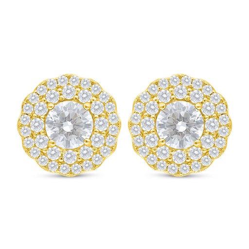 [EAR02WCZ00000C693] Sterling Silver 925 Earring Golden Plated Embedded With White Zircon