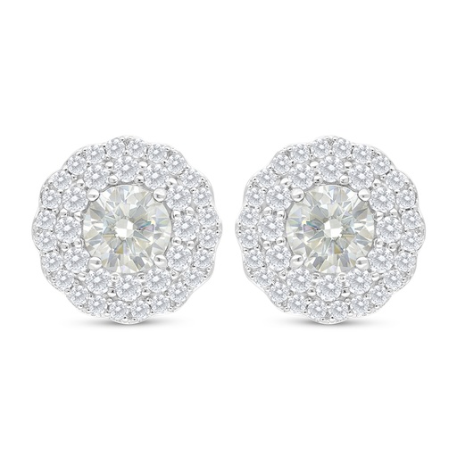 [EAR01CIT00WCZC693] Sterling Silver 925 Earring Rhodium Plated Embedded With Yellow Diamond And White Zircon