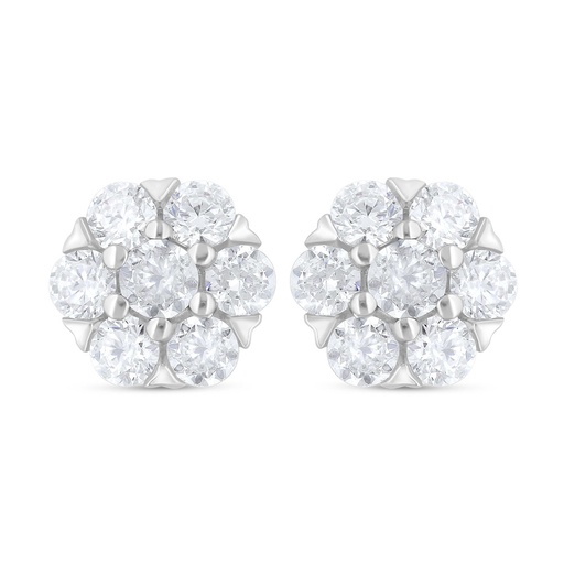 [EAR01WCZ00000C701] Sterling Silver 925 Earring Rhodium Plated Embedded With White Zircon