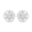 Sterling Silver 925 Earring Rhodium Plated Embedded With Yellow Diamond And White Zircon