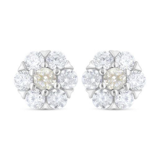 [EAR01CIT00WCZC701] Sterling Silver 925 Earring Rhodium Plated Embedded With Yellow Diamond And White Zircon