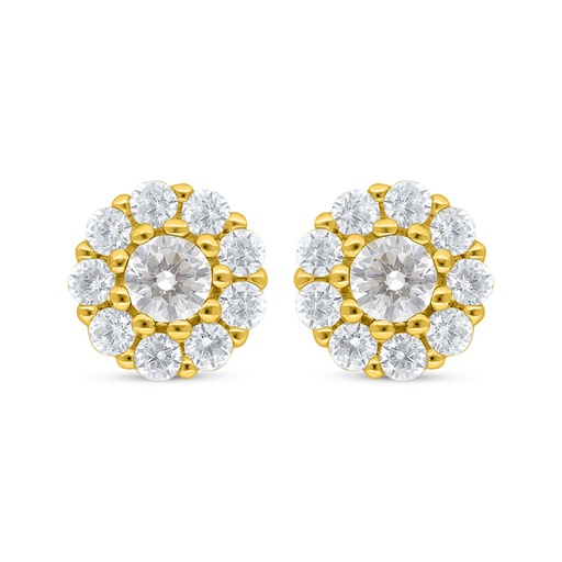 [EAR02WCZ00000C703] Sterling Silver 925 Earring Golden Plated Embedded With White Zircon