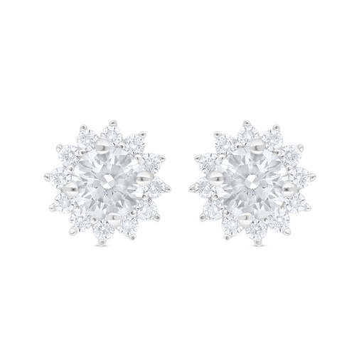 [EAR01WCZ00000C706] Sterling Silver 925 Earring Rhodium Plated Embedded With White Zircon