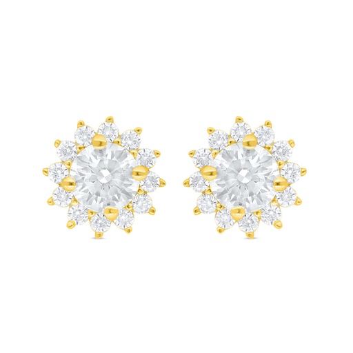 [EAR02WCZ00000C706] Sterling Silver 925 Earring Golden Plated Embedded With White Zircon