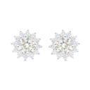 Sterling Silver 925 Earring Rhodium Plated Embedded With Yellow Diamond And White Zircon