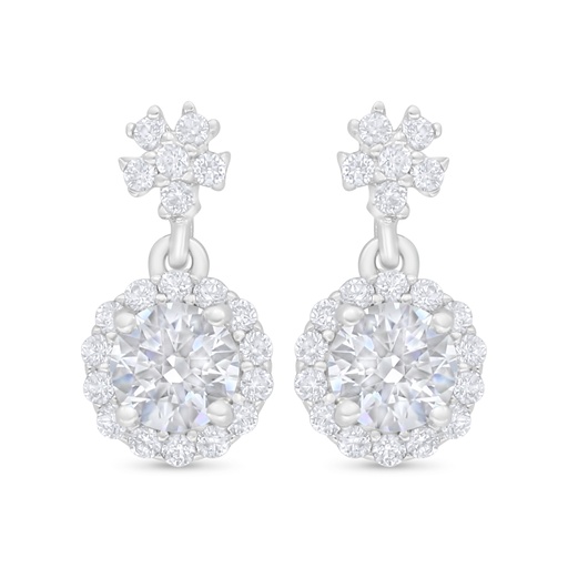 [EAR01WCZ00000C718] Sterling Silver 925 Earring Rhodium Plated Embedded With White Zircon