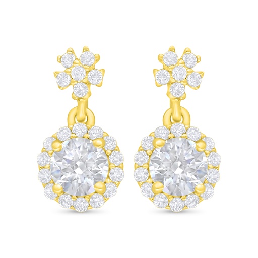 [EAR02WCZ00000C718] Sterling Silver 925 Earring Golden Plated Embedded With White Zircon