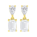 Sterling Silver 925 Earring Golden Plated Embedded With White Zircon