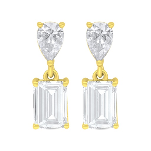 [EAR02WCZ00000C729] Sterling Silver 925 Earring Golden Plated Embedded With White Zircon