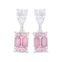 Sterling Silver 925 Earring Rhodium Plated Embedded With Pink Zircon And White Zircon