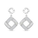 Sterling Silver 925 Earring Rhodium Plated Embedded With White Shell And White Zircon