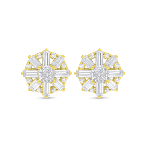 [EAR02CIT00WCZC769] Sterling Silver 925 Earring Golden Plated Embedded With Yellow Diamond And White Zircon