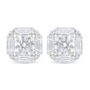 Sterling Silver 925 Earring Rhodium Plated Embedded With White Zircon