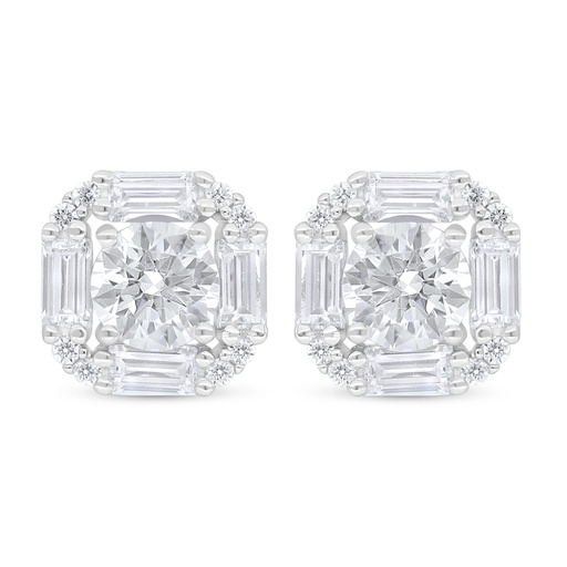 [EAR01WCZ00000C770] Sterling Silver 925 Earring Rhodium Plated Embedded With White Zircon