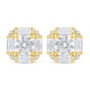 Sterling Silver 925 Earring Golden Plated Embedded With White Zircon