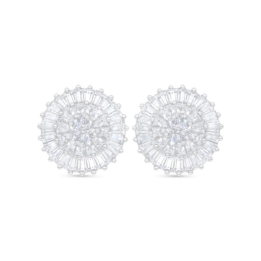 [EAR01WCZ00000C772] Sterling Silver 925 Earring Rhodium Plated Embedded With White Zircon