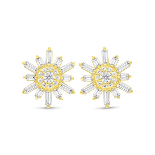 [EAR02WCZ00000C785] Sterling Silver 925 Earring Golden Plated Embedded With White Zircon