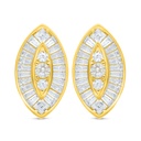 Sterling Silver 925 Earring Golden Plated Embedded With Yellow Diamond And White Zircon