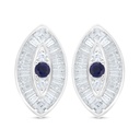 Sterling Silver 925 Earring Rhodium Plated Embedded With Sapphire Corundum And White Zircon