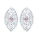 Sterling Silver 925 Earring Rhodium Plated Embedded With Pink Zircon And White Zircon