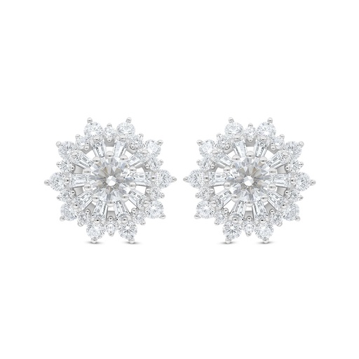 [EAR01WCZ00000C799] Sterling Silver 925 Earring Rhodium Plated Embedded With White Zircon