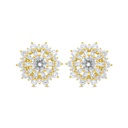 Sterling Silver 925 Earring Golden Plated Embedded With White Zircon