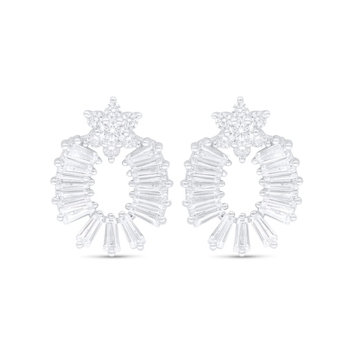 [EAR01WCZ00000C802] Sterling Silver 925 Earring Rhodium Plated Embedded With White Zircon