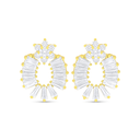 Sterling Silver 925 Earring Golden Plated Embedded With White Zircon