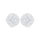 Sterling Silver 925 Earring Rhodium Plated Embedded With White Zircon