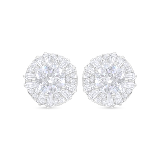 [EAR01WCZ00000C804] Sterling Silver 925 Earring Rhodium Plated Embedded With White Zircon