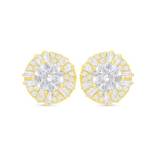 [EAR02WCZ00000C804] Sterling Silver 925 Earring Golden Plated Embedded With White Zircon