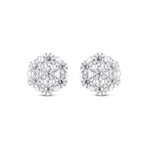 [EAR01WCZ00000C814] Sterling Silver 925 Earring Rhodium Plated Embedded With White Zircon