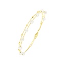 Sterling Silver 925 Bracelet Golden Plated Embedded With Natural White Pearl  