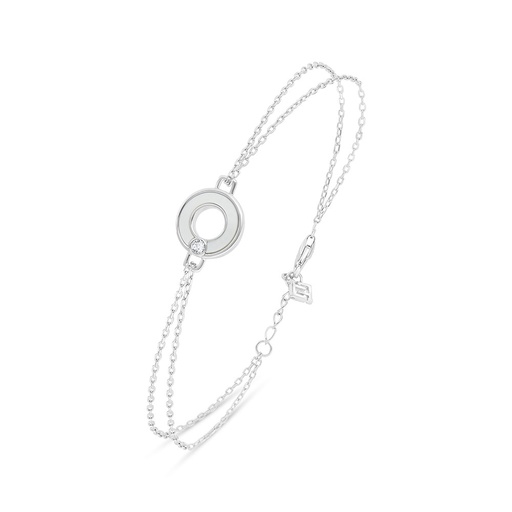 [BRC01MOP00WCZB368] Sterling Silver 925 Bracelet Rhodium Plated Embedded With White Shell And White Zircon