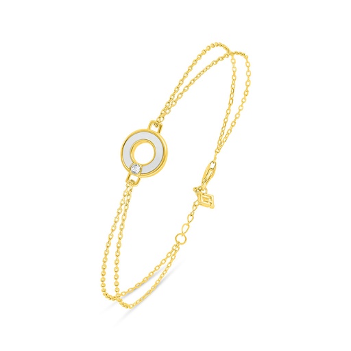 [BRC02MOP00WCZB368] Sterling Silver 925 Bracelet Golden Plated Embedded With White Shell And White Zircon