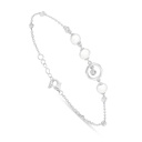 Sterling Silver 925 Bracelet Rhodium Plated Embedded With Natural White Pearl And White Zircon 