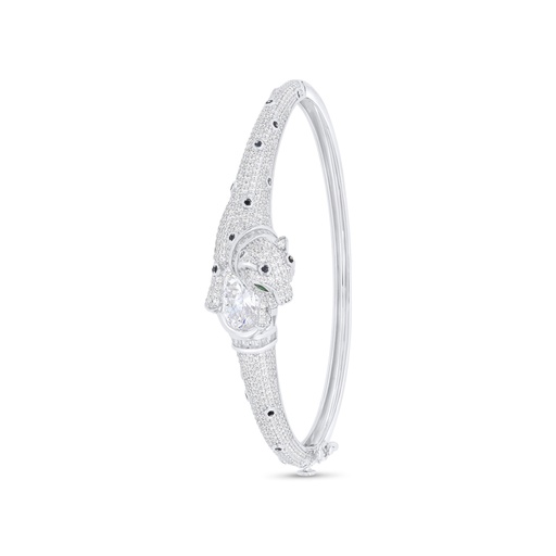 [BNG01WCZ00000A110] Sterling Silver 925 Bangle Rhodium Plated Embedded With White Zircon