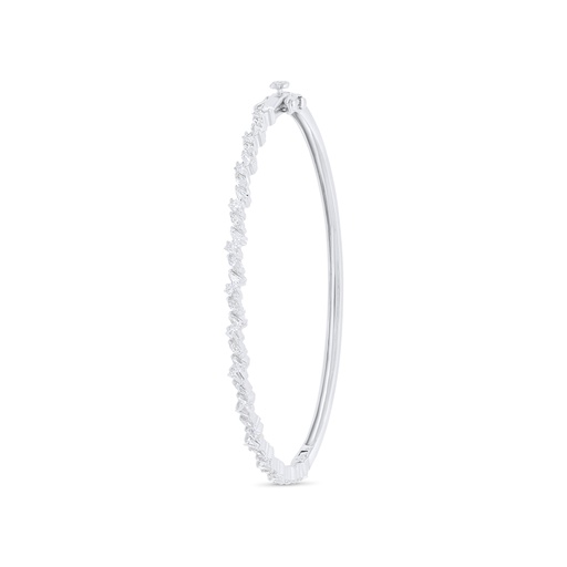 [BNG01WCZ00000A115] Sterling Silver 925 Bangle Rhodium Plated Embedded With White Zircon