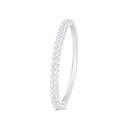 Sterling Silver 925 Bangle Rhodium Plated Embedded With White Zircon