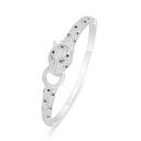 Sterling Silver 925 Bangle Rhodium Plated Embedded With White Zircon