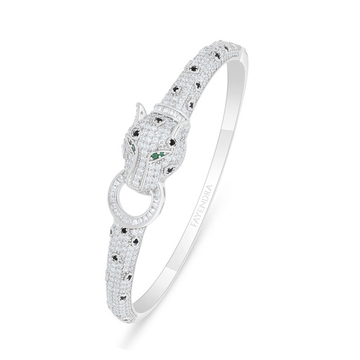 [BNG01WCZ00000A108] Sterling Silver 925 Bangle Rhodium Plated Embedded With White Zircon