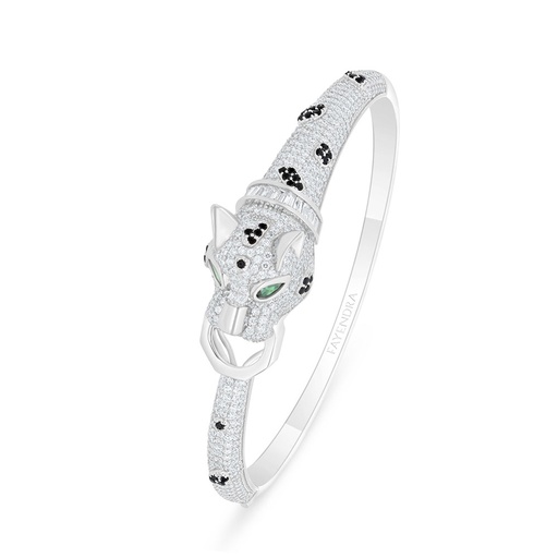 [BNG01WCZ00000A109] Sterling Silver 925 Bangle Rhodium Plated Embedded With White Zircon