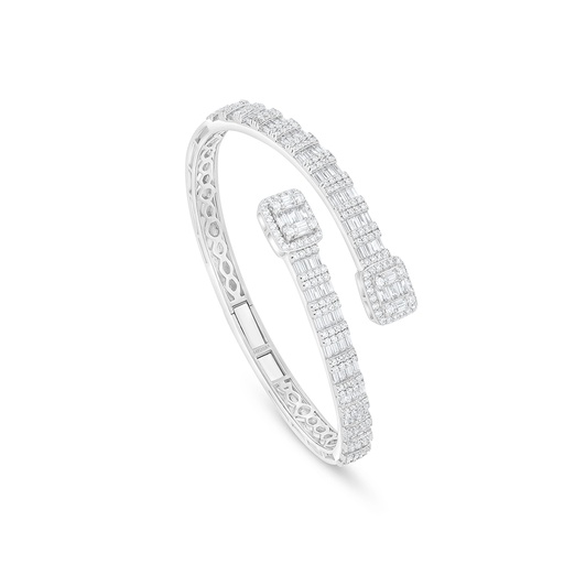 [BNG01WCZ00000A112] Sterling Silver 925 Bangle Rhodium Plated Embedded With White Zircon 